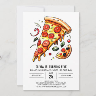 Custom Kids Pizza Birthday Einladung