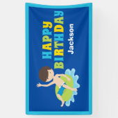 Custom Kids Pool Party Boys Geburtstag Banner (Vertikal)