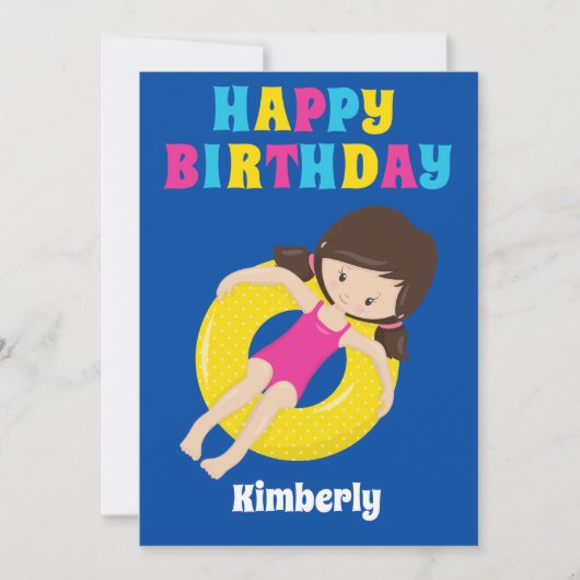 Custom Kids Pool Party Sommerfröhlichkeit Geburtst Karte (Vorderseite)