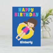 Custom Kids Pool Party Sommerfröhlichkeit Geburtst Karte (Stehend Vorderseite)