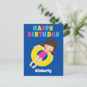 Custom Kids Pool Party Sommerfröhlichkeit Geburtst Postkarte (Stehend Vorderseite)