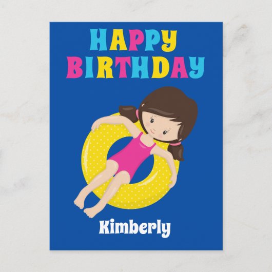 Custom Kids Pool Party Sommerfröhlichkeit Geburtst Postkarte (Vorderseite)