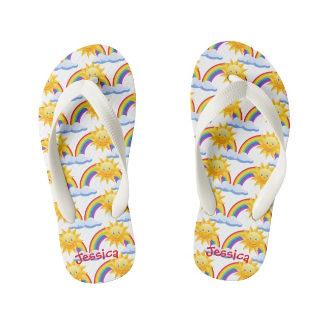 Custom Kids Rainbow Flip Flops Kinderbadesandalen (Fußbett)