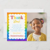 Custom Kids Rainbow Watercolor Foto Dankeskarte (Vorderseite)