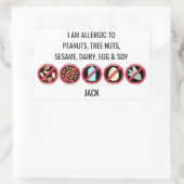 Custom Kids Sesame Nut Dairy Soy Egg Allergie Rechteckiger Aufkleber (Tasche)