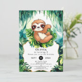 Custom Kids Sloth Birthday Einladung (Stehend Vorderseite)