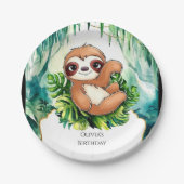 Custom Kids Sloth Birthday Pappteller (Vorderseite)