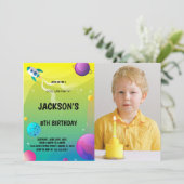 Custom Kids Space Party laden Einladung (Stehend Vorderseite)