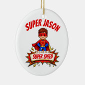Custom Kids Superhero Name Keramik Ornament (Rechts)