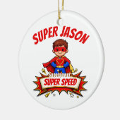 Custom Kids Superhero Name Keramik Ornament (Links)
