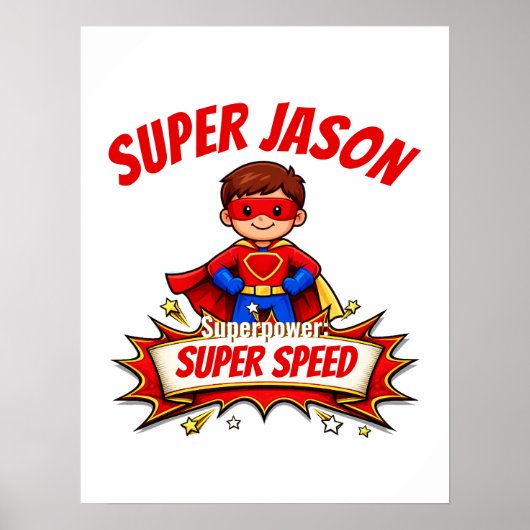 Custom Kids Superhero Name Poster (Vorne)