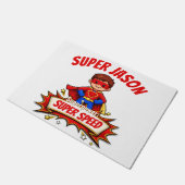 Custom Kids Superhero Name & Superpower Fußmatte (Schrägansicht)