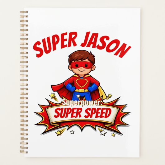 Custom Kids Superhero Name & Superpower Planer (Vorderseite)