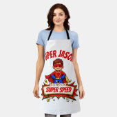 Custom Kids Superhero Name & Superpower Schürze (Getragen)