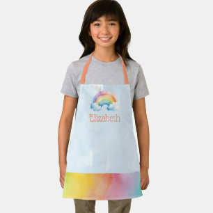 Custom Kids Watercolor Rainbow School Art Schürze