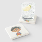 Custom Kids Weihnachten Zeichnend Steinuntersetzer (Seitenansicht)