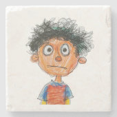 Custom Kids Weihnachten Zeichnend Steinuntersetzer (Vorderseite)