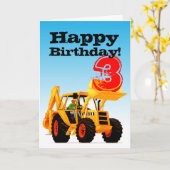 Custom Kid's Yellow Digger 3. Geburtstag Karte (Gelbe Blume)