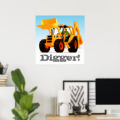 Custom Kids Yellow Digger Poster (Heimbüro)