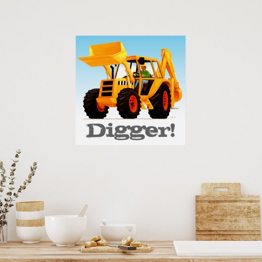 Custom Kids Yellow Digger Poster (Küche)