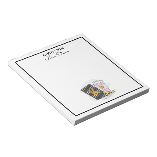 Custom Kindergarten Lehrer Wertschätzung Schwarz Notizblock (angewinkelt)