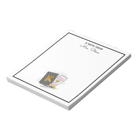 Custom Kindergarten Lehrer Wertschätzung Schwarz Notizblock (Rotiert)