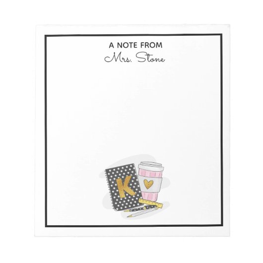 Custom Kindergarten Lehrer Wertschätzung Schwarz Notizblock (Vorderseite)