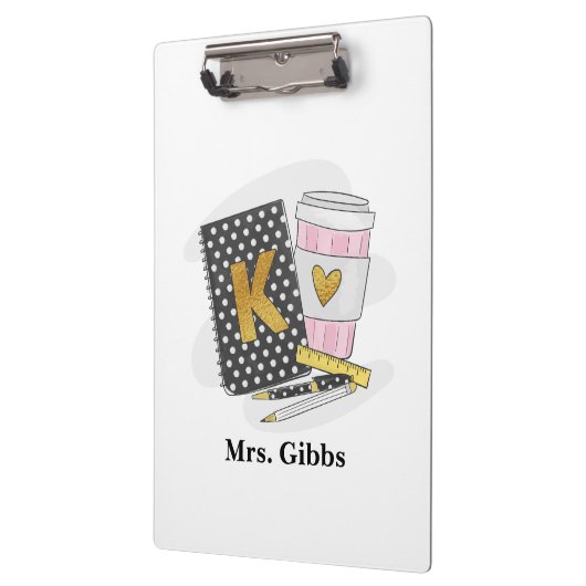 Custom Kindergarten Teacher Black Notebook-Kaffee Klemmbrett (Links)