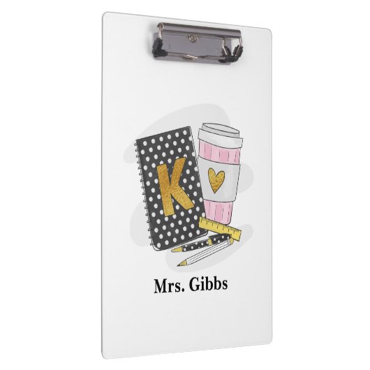 Custom Kindergarten Teacher Black Notebook-Kaffee Klemmbrett (Rechts)