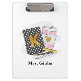 Custom Kindergarten Teacher Black Notebook-Kaffee Klemmbrett