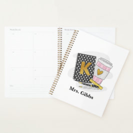 Custom Kindergarten Teacher Black Notebook-Kaffee Planer