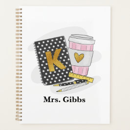 Custom Kindergarten Teacher Black Notebook-Kaffee Planer