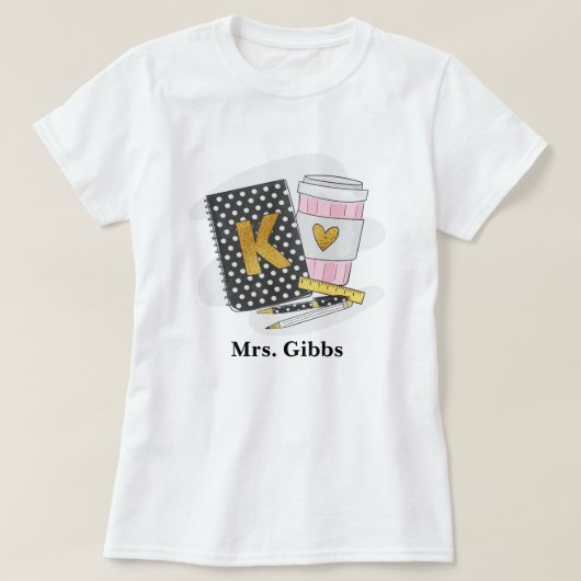 Custom Kindergarten Teacher Black Notebook-Kaffee T-Shirt (Design vorne)