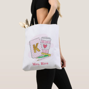 Custom Kindergarten Teacher Pink Book Coffee Tasche