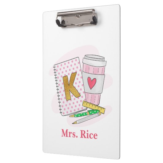 Custom Kindergarten Teacher Pink Notebook-Kaffee Klemmbrett (Links)