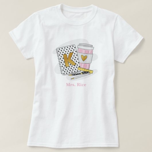 Custom Kindergarten Teacher White Notebook-Kaffee T-Shirt (Design vorne)