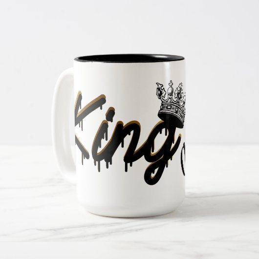 Custom King Gold Krone mit Name Zweifarbige Tasse (Vorderseite Links)