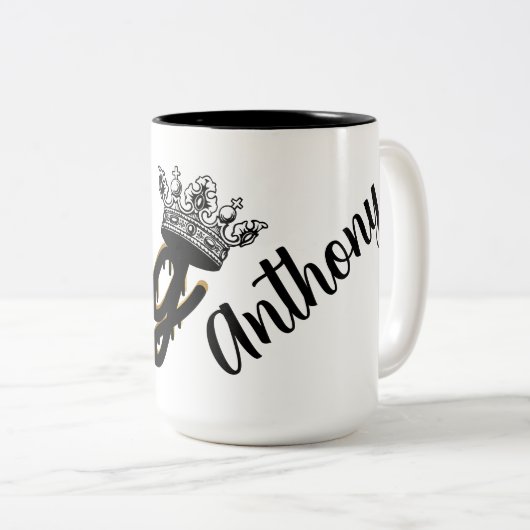 Custom King Gold Krone mit Name Zweifarbige Tasse (VorderseiteRechts)