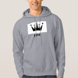 Custom King Text Crown Hoodie Gray Sweatshirt