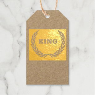 Custom King text Premium Kraft Gold Foil Tag Geschenkanhänger