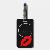 Custom Kiss Lip Black Lipstick Garcia Monogram Gepäckanhänger (Rückseite vertikal)