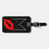 Custom Kiss Lip Black Lipstick Miller Monogram Gepäckanhänger (Vorderseite horizontal)