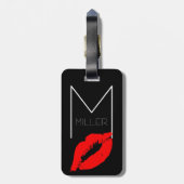 Custom Kiss Lip Black Lipstick Miller Monogram Gepäckanhänger (Rückseite vertikal)