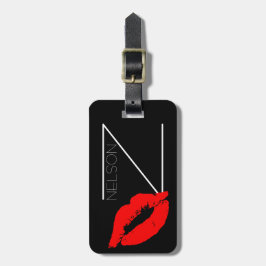 Custom Kiss Lip Black Lipstick Nelson Monogram Gepäckanhänger