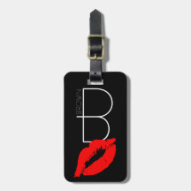 Custom Kiss Lips Black Red Lipstick Brown Monogram