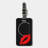 Custom Kiss Lips Black Red Lipstick Clark Monogram Gepäckanhänger (Vorderseite vertikal)