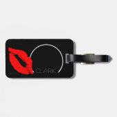 Custom Kiss Lips Black Red Lipstick Clark Monogram Gepäckanhänger (Rückseite horizontal)