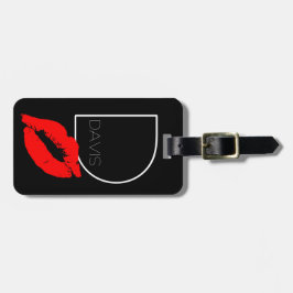 Custom Kiss Lips Black Red Lipstick Davis Monogram Gepäckanhänger