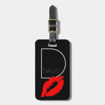 Custom Kiss Lips Black Red Lipstick Davis Monogram
