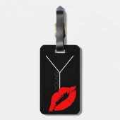 Custom Kiss Lips Black Red Lipstick Young Monogram Gepäckanhänger (Rückseite vertikal)